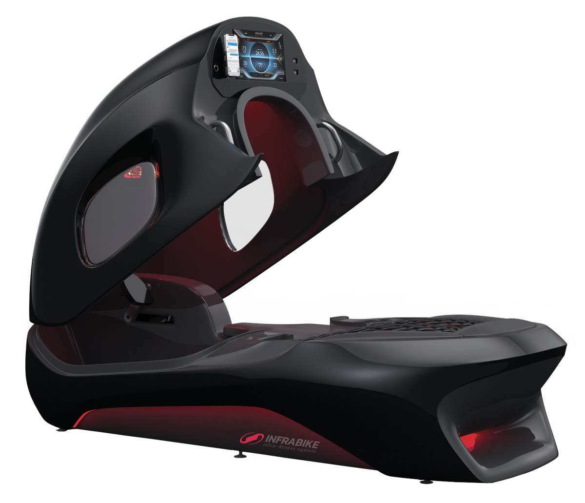 Infrared bike InfraBike — pod ouvert, vue 3/4